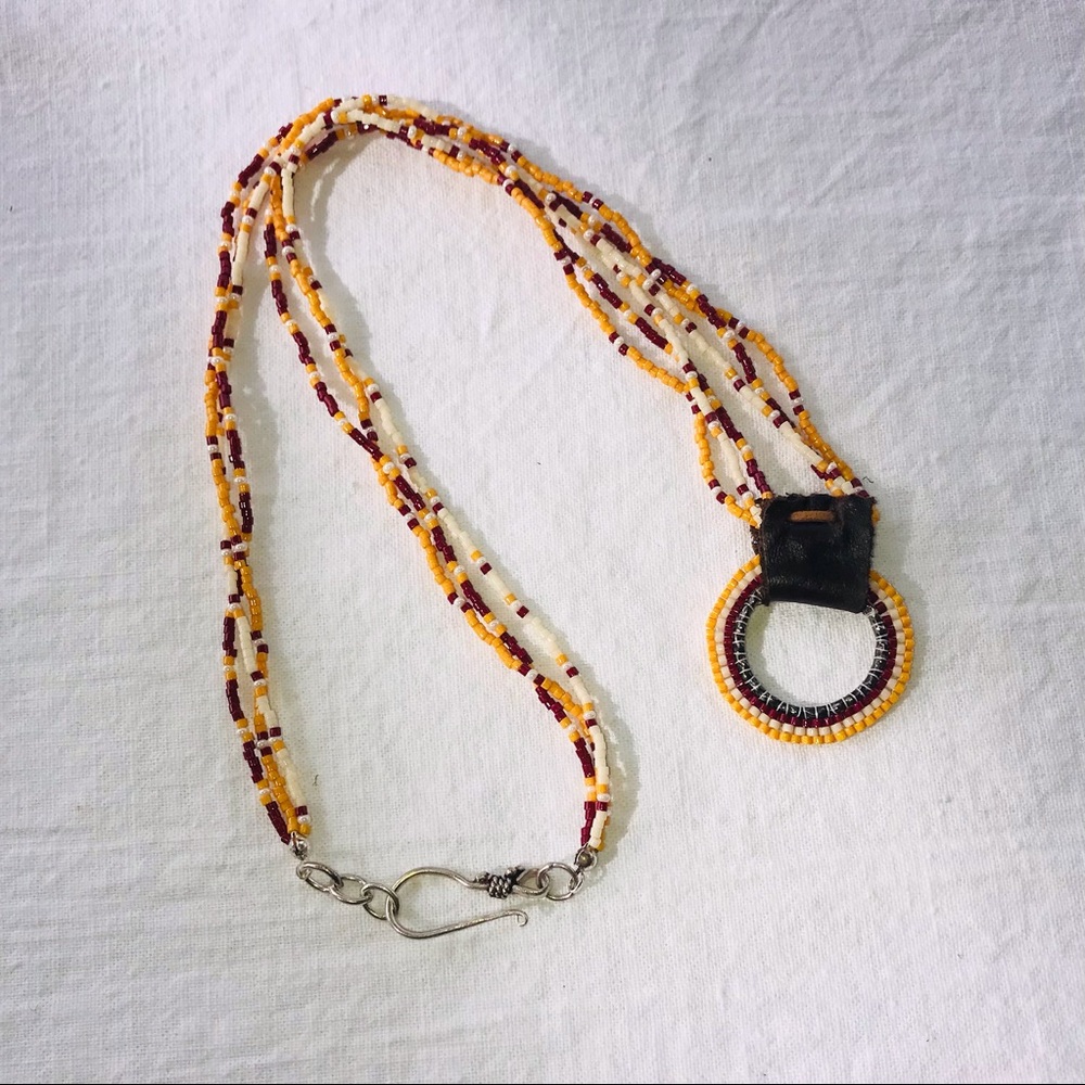Handcrafted Peyote Beaded Circle Necklace Or Eyeglass Holder Necklace